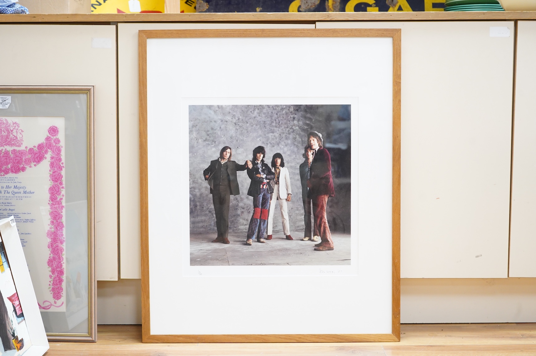 Peter Webb (1942-2021), a silver gelatin print, portrait of the Rolling Stones during the Sticky Fingers era, signed, dated 1971 and limited edition 1/50, framed, 44 x 44cm